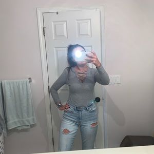 Long sleeve criss cross shirt